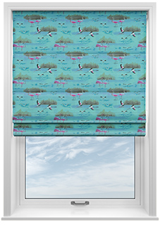 Flamingos, Aqua - Roman Blind